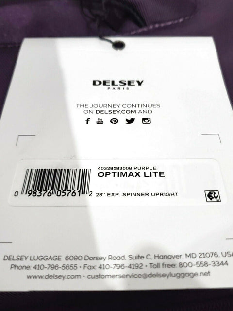 $360 New Delsey OptiMax Lite 28" Expandable Suitcase Luggage Purple Soft Upright
