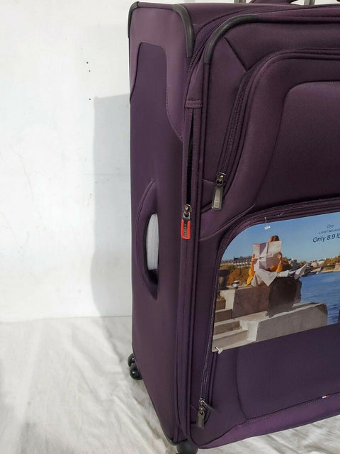 $360 New Delsey OptiMax Lite 28" Expandable Suitcase Luggage Purple Soft Upright