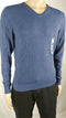 New Alfani Men Blue Ribbed Trim Long Sleeve V-neck Cotton Pullover Sweater Top S