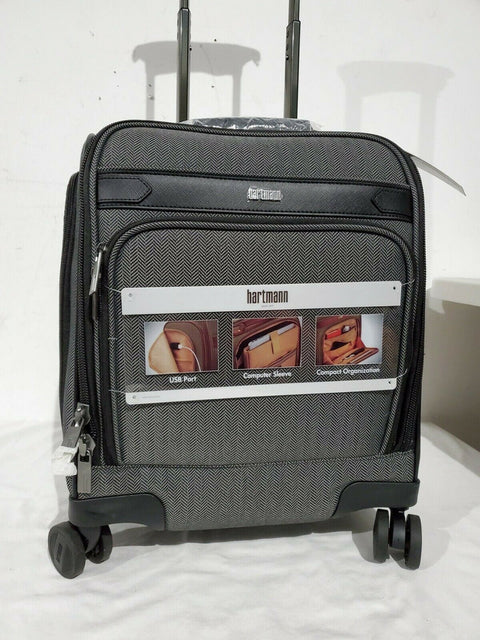 $540 New Hartmann Herringbone DLX Carry-On Under-Seater Spinner Suitcase Luggage