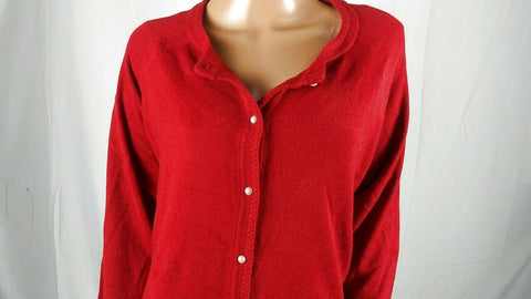 New Karen Scott Women Long Sleeve Red Pearl Button Cardigan Sweater Plus 2X