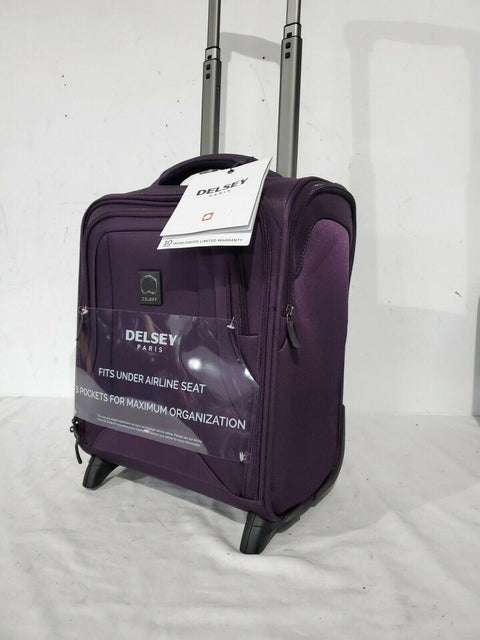 $200 New Delsey OptiMax Lite 17" 2-Wheel Under-Seat Bag Luggage Purple