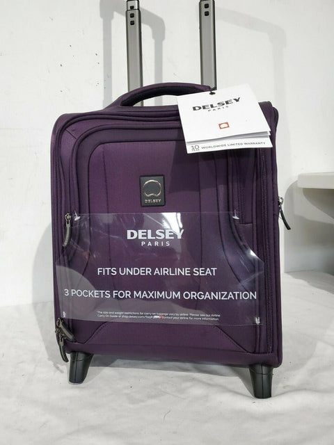 $200 New Delsey OptiMax Lite 17" 2-Wheel Under-Seat Bag Luggage Purple