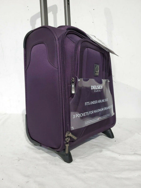 $200 New Delsey OptiMax Lite 17" 2-Wheel Under-Seat Bag Luggage Purple