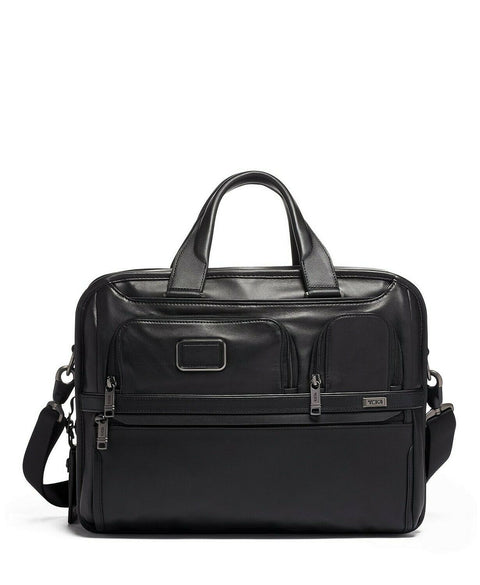 $725 Tumi Alpha 3 Expandable Organizer Leather Laptop Bag Briefcase Buisnesscase