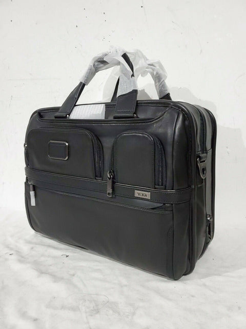 $725 Tumi Alpha 3 Expandable Organizer Leather Laptop Bag Briefcase Buisnesscase
