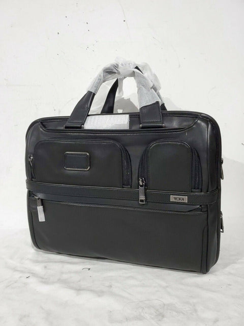 $725 Tumi Alpha 3 Expandable Organizer Leather Laptop Bag Briefcase Buisnesscase