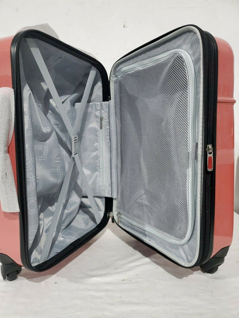 $300 New Delsey Air-Quest 21" Carry-On Spinner Suitcase Hard Case Luggage Coral