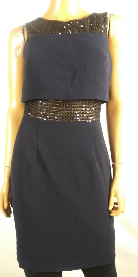 Calvin Klein Womens Sleeveless Embellished Scoop-Neck Tunic Navy Blue Dress 4