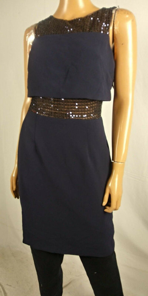 Calvin Klein Womens Sleeveless Embellished Scoop-Neck Tunic Navy Blue Dress 4