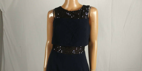 Calvin Klein Womens Sleeveless Embellished Scoop-Neck Tunic Navy Blue Dress 4