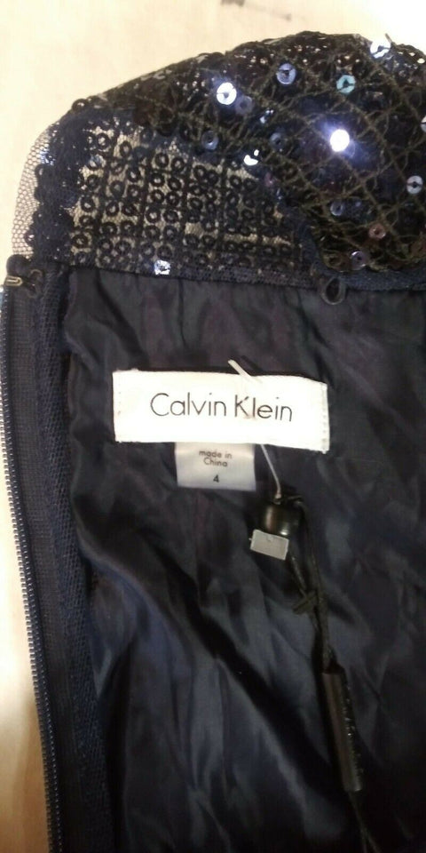 Calvin Klein Womens Sleeveless Embellished Scoop-Neck Tunic Navy Blue Dress 4
