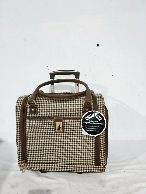$240 London Fog Oxford Hyperlight 15" Under Seat Bag Luggage Brown Plaids
