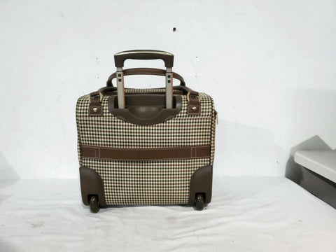 $240 London Fog Oxford Hyperlight 15" Under Seat Bag Luggage Brown Plaids