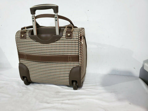 $240 London Fog Oxford Hyperlight 15" Under Seat Bag Luggage Brown Plaids