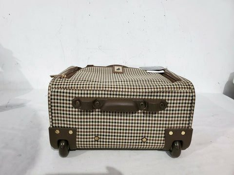 $240 London Fog Oxford Hyperlight 15" Under Seat Bag Luggage Brown Plaids