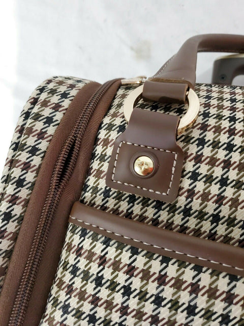 $240 London Fog Oxford Hyperlight 15" Under Seat Bag Luggage Brown Plaids