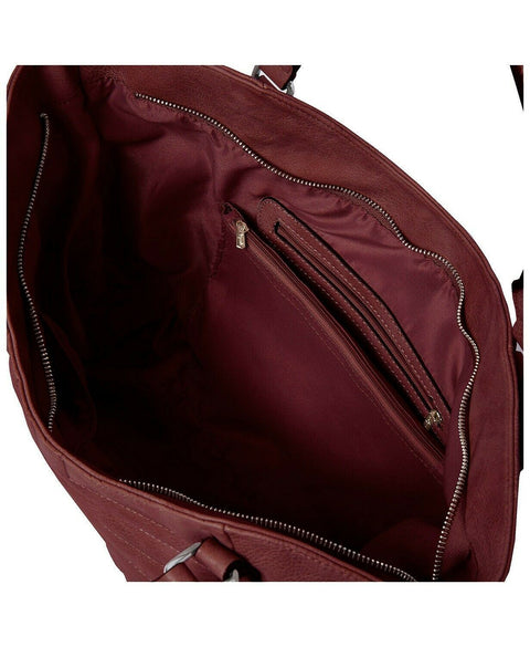 $104 New Urban Originals Iconic Vegan Leather Tote Red Maroon Shoulder Handbag - evorr.com