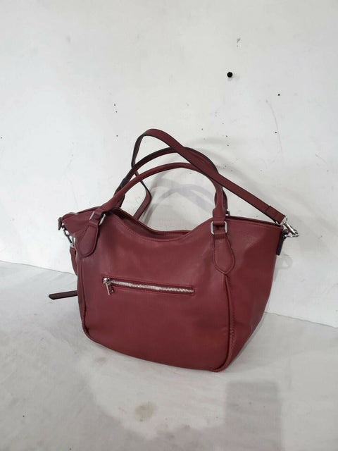 $104 New Urban Originals Iconic Vegan Leather Tote Red Maroon Shoulder Handbag - evorr.com