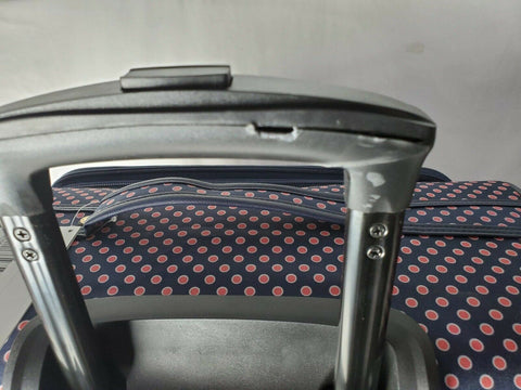 $380 New Isaac Mizrahi Soho 28" 8-Wheel Spinner Luggage, Navy Red Printed