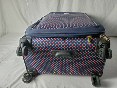 $380 New Isaac Mizrahi Soho 28" 8-Wheel Spinner Luggage, Navy Red Printed