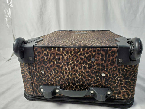 $250 New Rockland 24" Medium Luggage Rolling Wheels Suitcase Brown Leopard