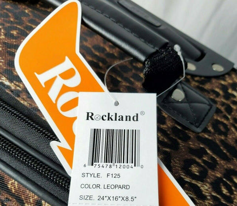 $250 New Rockland 24" Medium Luggage Rolling Wheels Suitcase Brown Leopard