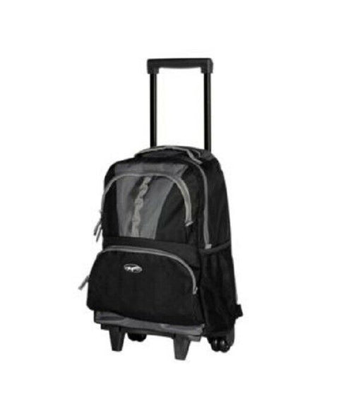 New Olympia USA Rolling Wheeled Backpack Travel Black Gray