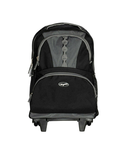 New Olympia USA Rolling Wheeled Backpack Travel Black Gray