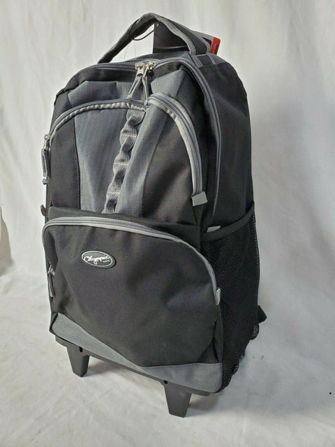 New Olympia USA Rolling Wheeled Backpack Travel Black Gray