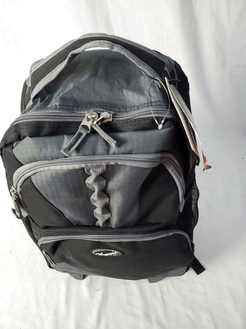 New Olympia USA Rolling Wheeled Backpack Travel Black Gray