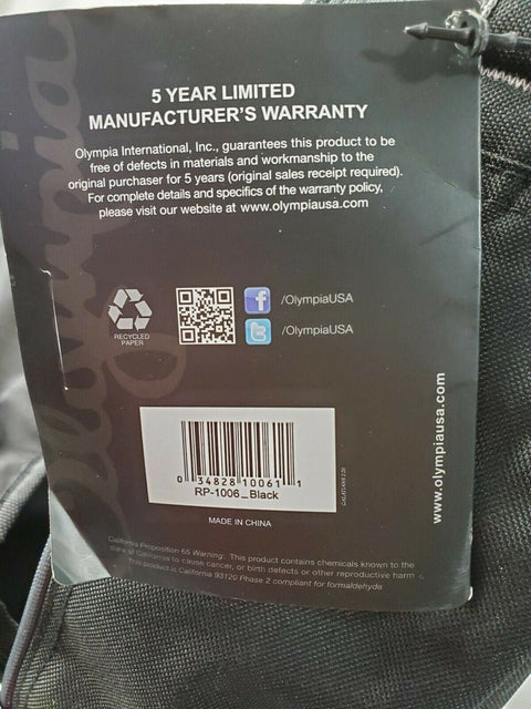 New Olympia USA Rolling Wheeled Backpack Travel Black Gray