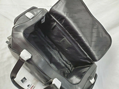 New Mancini Buffalo Genuine Leather Duffel Bag Black Carry On Travel - evorr.com