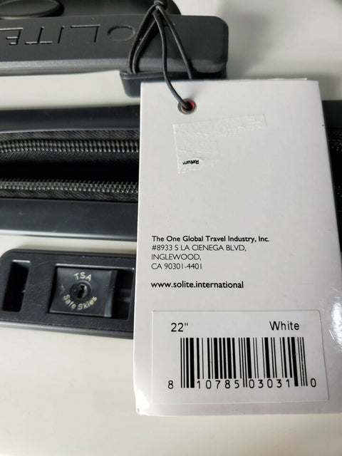 $270 Solite Tavarone White 22" Expandable Hard Spinner Carry On Luggage