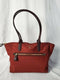 Michael Kors Women's Polly Nylon Top Zip Tote Brown Leather Trim Brandy Red Bag
