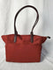 Michael Kors Women's Polly Nylon Top Zip Tote Brown Leather Trim Brandy Red Bag