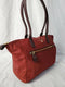 Michael Kors Women's Polly Nylon Top Zip Tote Brown Leather Trim Brandy Red Bag