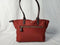 Michael Kors Women's Polly Nylon Top Zip Tote Brown Leather Trim Brandy Red Bag