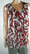 New ALFANI Women's Red Sleeveless Ruffled Paisley Print Blouse Top Size Plus 2X