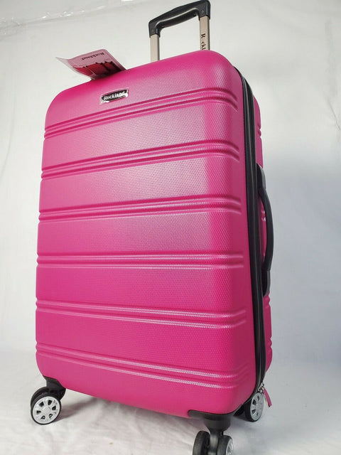 $280 Rockland Melbourne Spinner Luggage Medium Check-In Suitcase 24" Pink