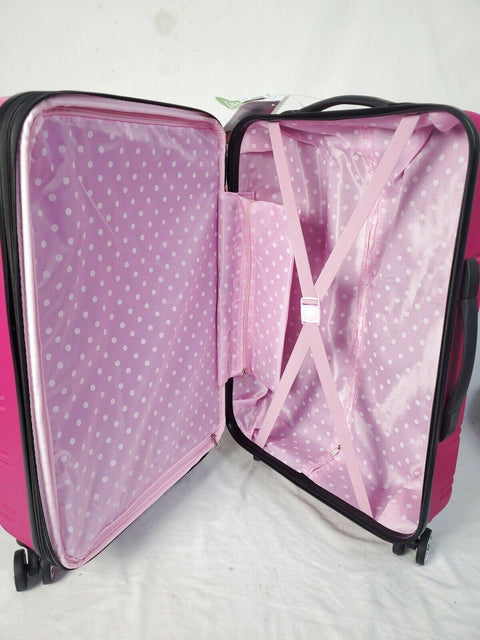 $280 Rockland Melbourne Spinner Luggage Medium Check-In Suitcase 24" Pink