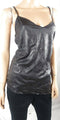 $109 Calvin Klein Women's Black Leather Look Spaghetti Straps Tank Blouse Top L - evorr.com