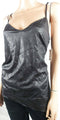 $109 Calvin Klein Women's Black Leather Look Spaghetti Straps Tank Blouse Top L - evorr.com