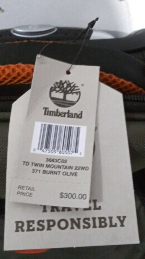 $300 New Timberland Twin Mountain 22"  Wheeled Carry On Hiking Duffel Bag Green