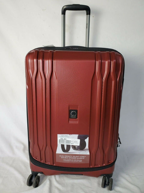 $300 New Delsey Eclipse 25" Spinner Luggage Bag Hard Shell TSA Lock Red