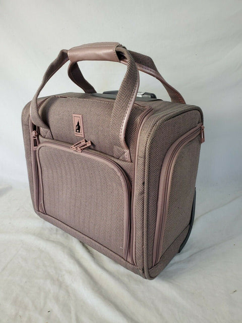 $240 LONDON FOG Newcastle Softside Under-Seater Bag Herringbone Carry On - evorr.com