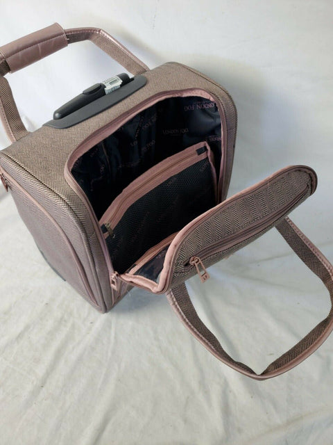 $240 LONDON FOG Newcastle Softside Under-Seater Bag Herringbone Carry On - evorr.com
