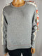 We The Free Women Scoop Neck Long Sleeve Gray Sweatshirt Pull over Blouse Top S - evorr.com