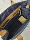 Michael Kors Women's Polly Nylon Top Zip Tote Brown Leather Trim Navy Blue Bag