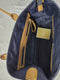 Michael Kors Women's Polly Nylon Top Zip Tote Brown Leather Trim Navy Blue Bag